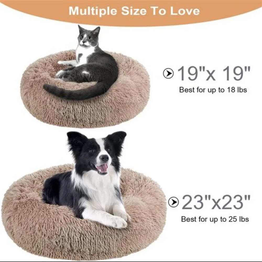 Round Cat Bed and Calming Dog Beds for Small Medium Dogs, Cat Bed for Indoor Cat